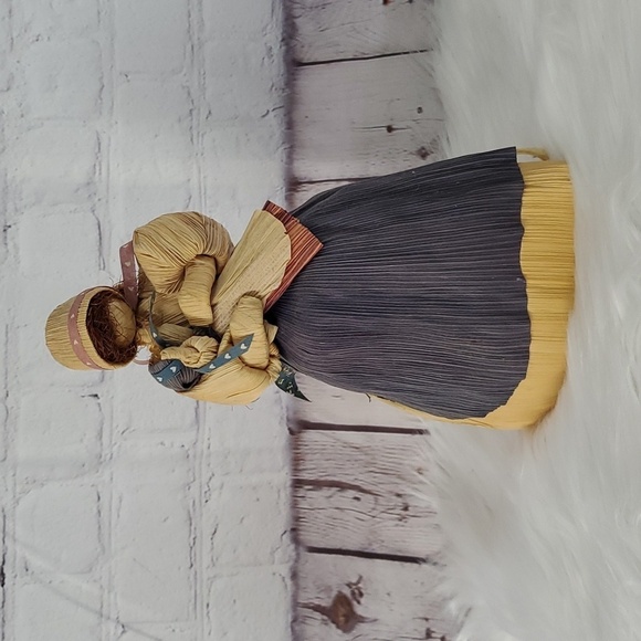 Vintage 80s Corn Husk Mother & Child Doll Handmade Amish Faceless Country Farm 9 - Picture 9 of 12